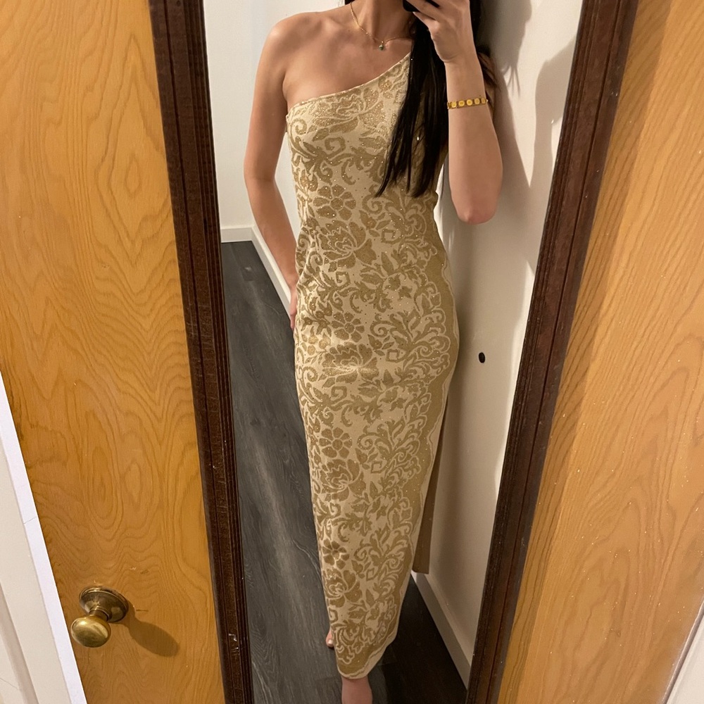 St. John Vintage Gold One Strap Dress